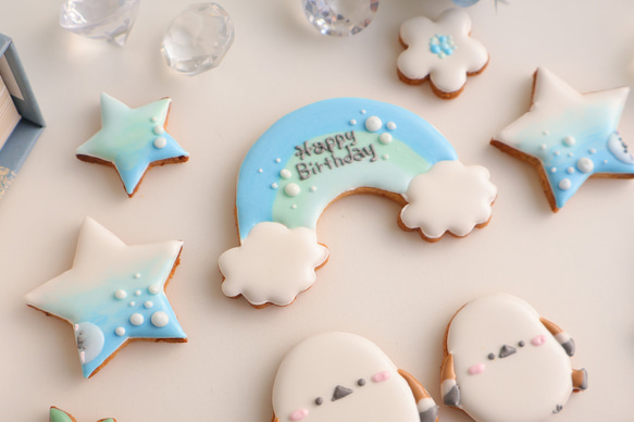 シマエナガ　【アイシングクッキー】　冬　誕生日　鳥　プレゼント　女の子　青 8枚目の画像