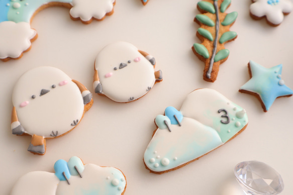 シマエナガ　【アイシングクッキー】　冬　誕生日　鳥　プレゼント　女の子　青 7枚目の画像