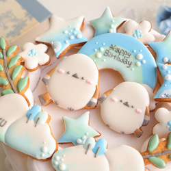 シマエナガ　【アイシングクッキー】　冬　誕生日　鳥　プレゼント　女の子　青 4枚目の画像