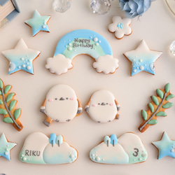 シマエナガ　【アイシングクッキー】　冬　誕生日　鳥　プレゼント　女の子　青 2枚目の画像
