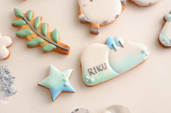 シマエナガ　【アイシングクッキー】　冬　誕生日　鳥　プレゼント　女の子　青 3枚目の画像