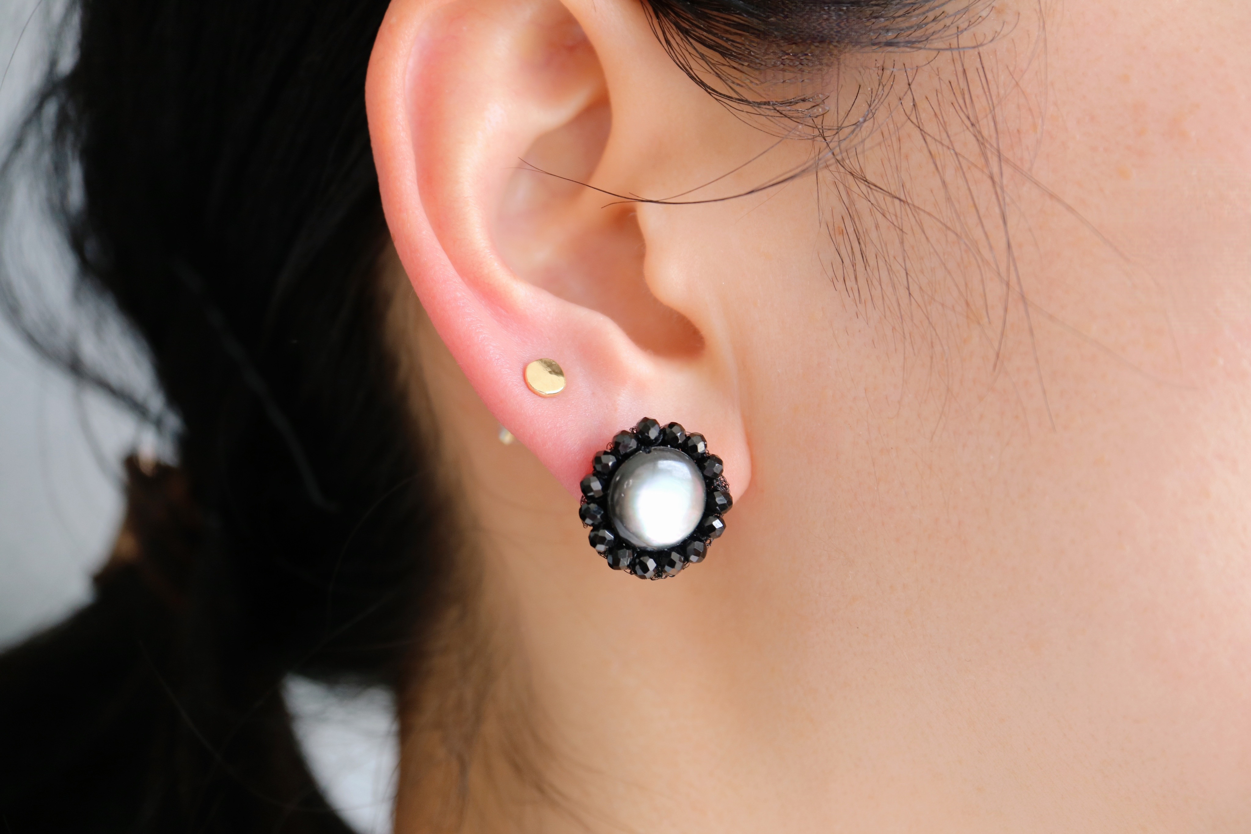 Black Spinel ピアス　(20P-33)