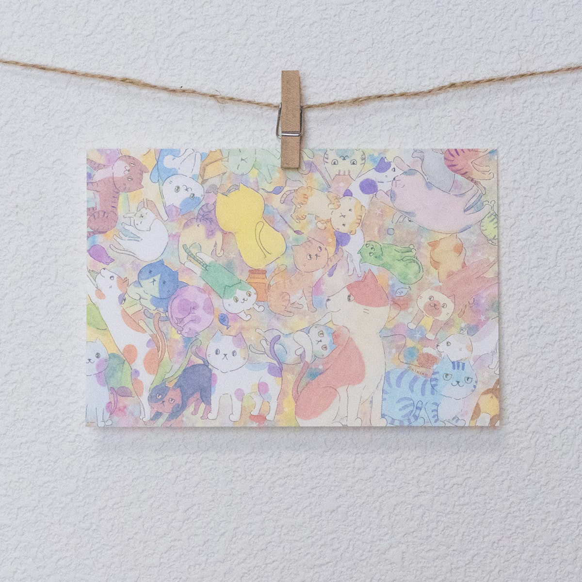 猫いっぱい ポストカード / グッズ 部屋 水彩 イラスト 猫 絵本
