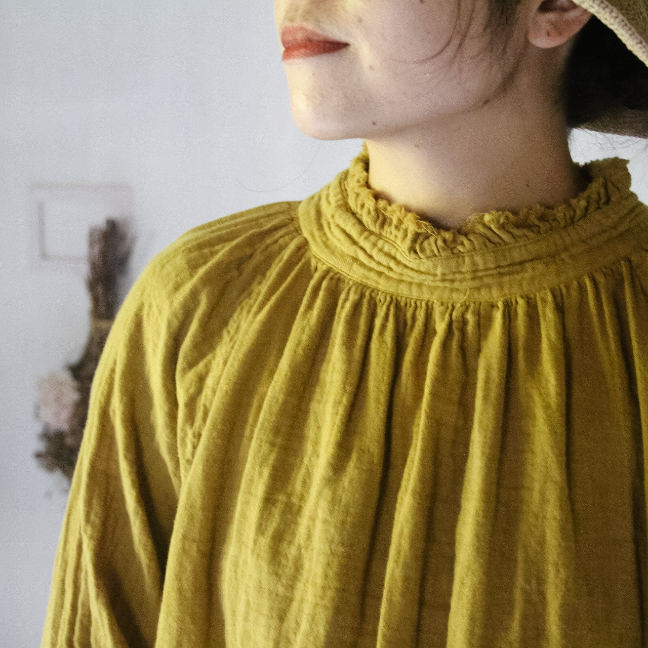 watage raglan tops / 柑子色 / 草木染めダブルガーゼ