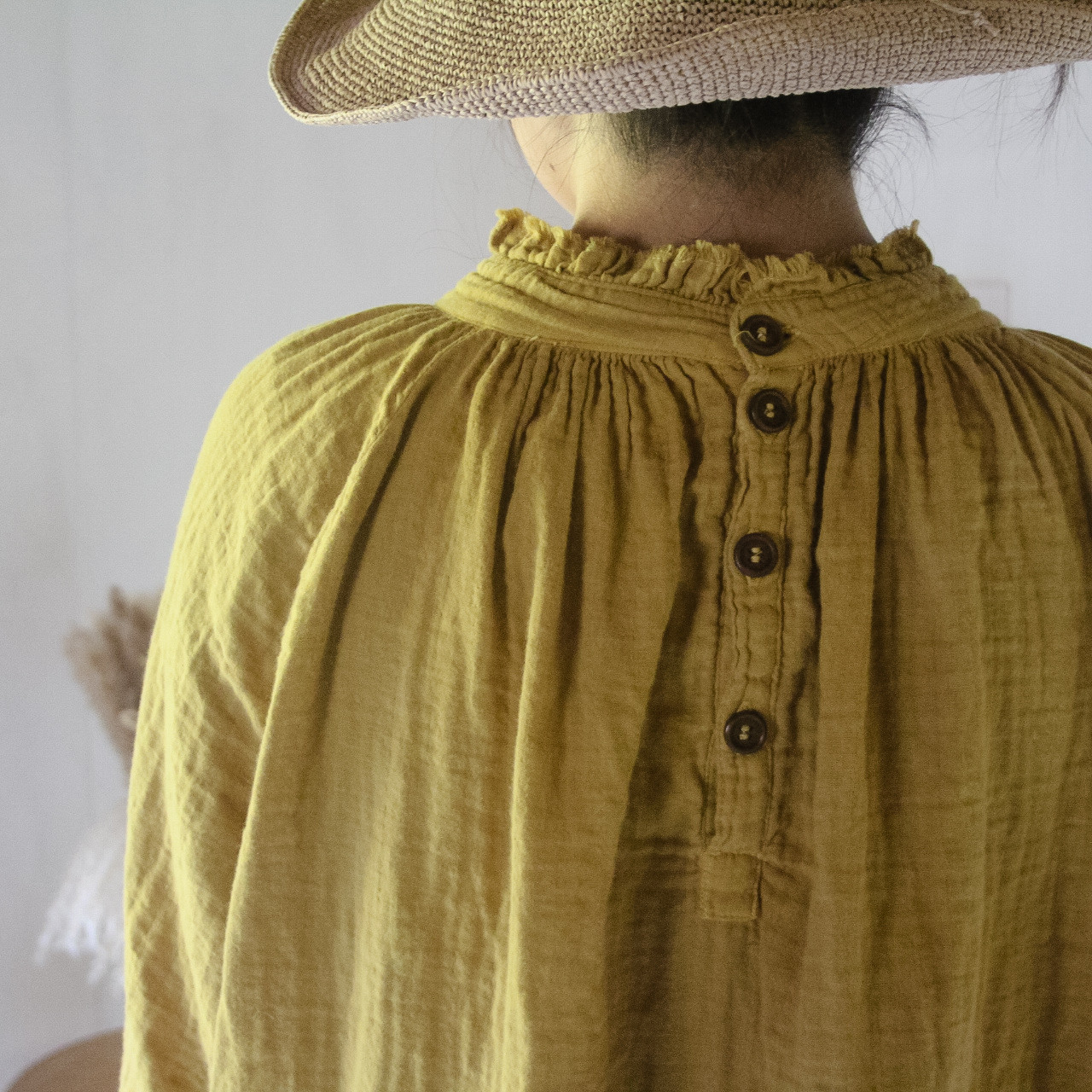 watage raglan tops / 柑子色 / 草木染めダブルガーゼ