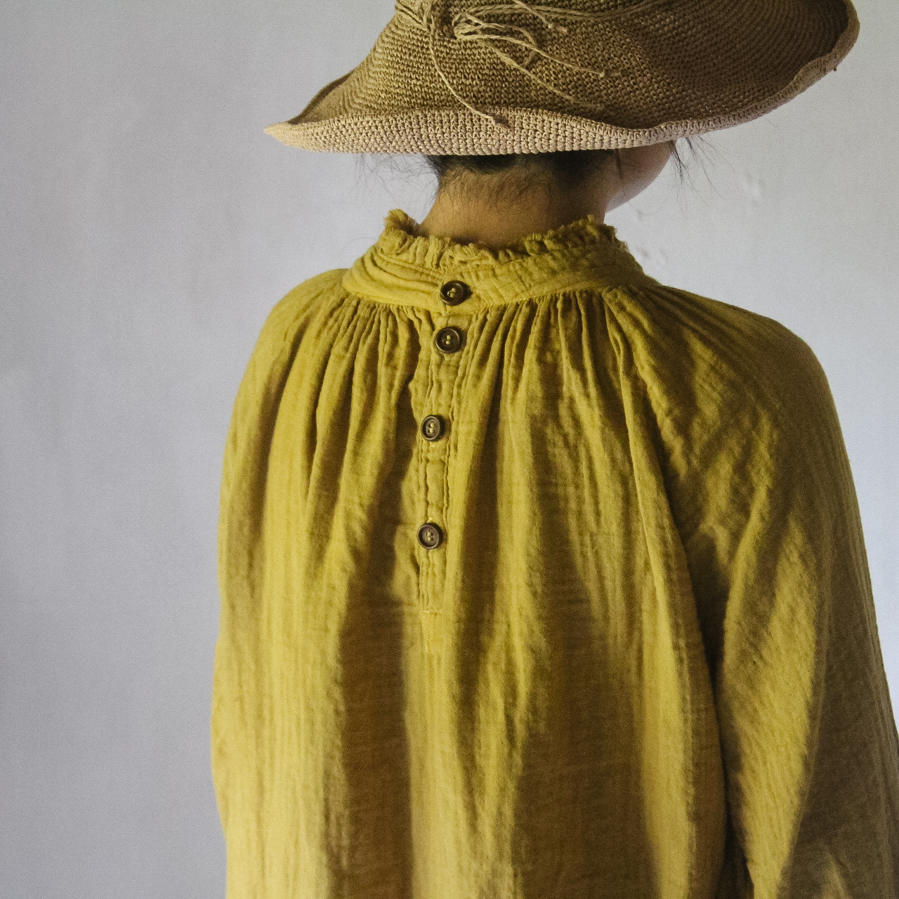 watage raglan tops / 柑子色 / 草木染めダブルガーゼ