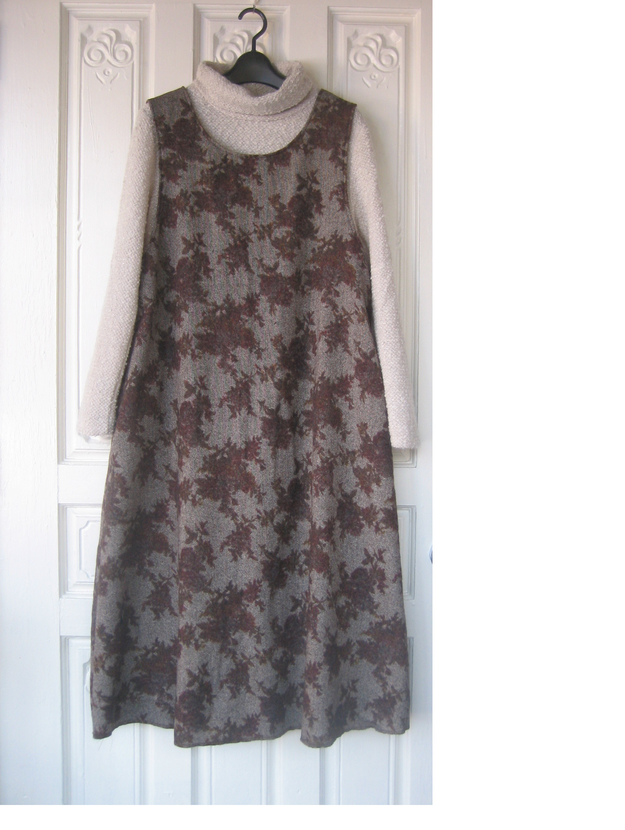 ★sale★ウールツイードに花・裏地付きジャンパーSK・丈オーダー・茶系