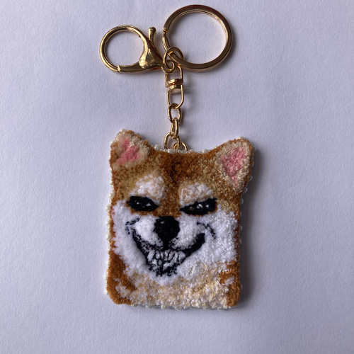 ガウガウしてるけど怖くない柴犬✳︎パンチニードル バッグチャーム