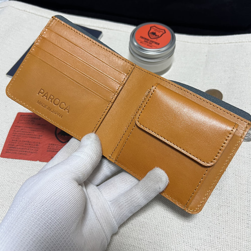 栃木レザー フルレザー 黒 二つ折り財布 本革 牛革 コンパクト ミニ