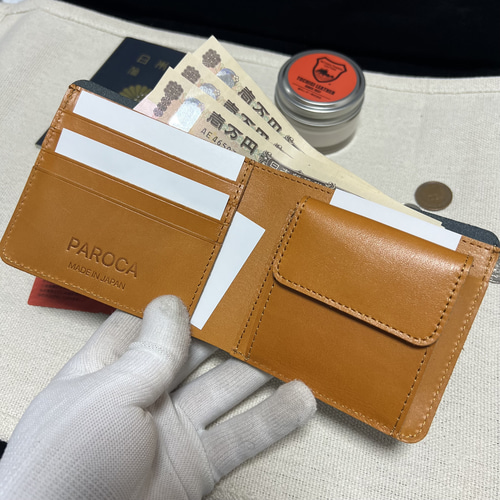 栃木レザー フルレザー 黒 二つ折り財布 本革 牛革 コンパクト ミニ