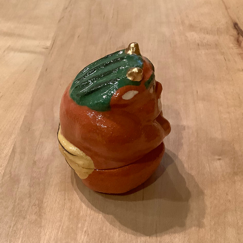 節分 〚赤鬼〛香合 楽入窯製 手描き 茶道具 縁起物 その他置物