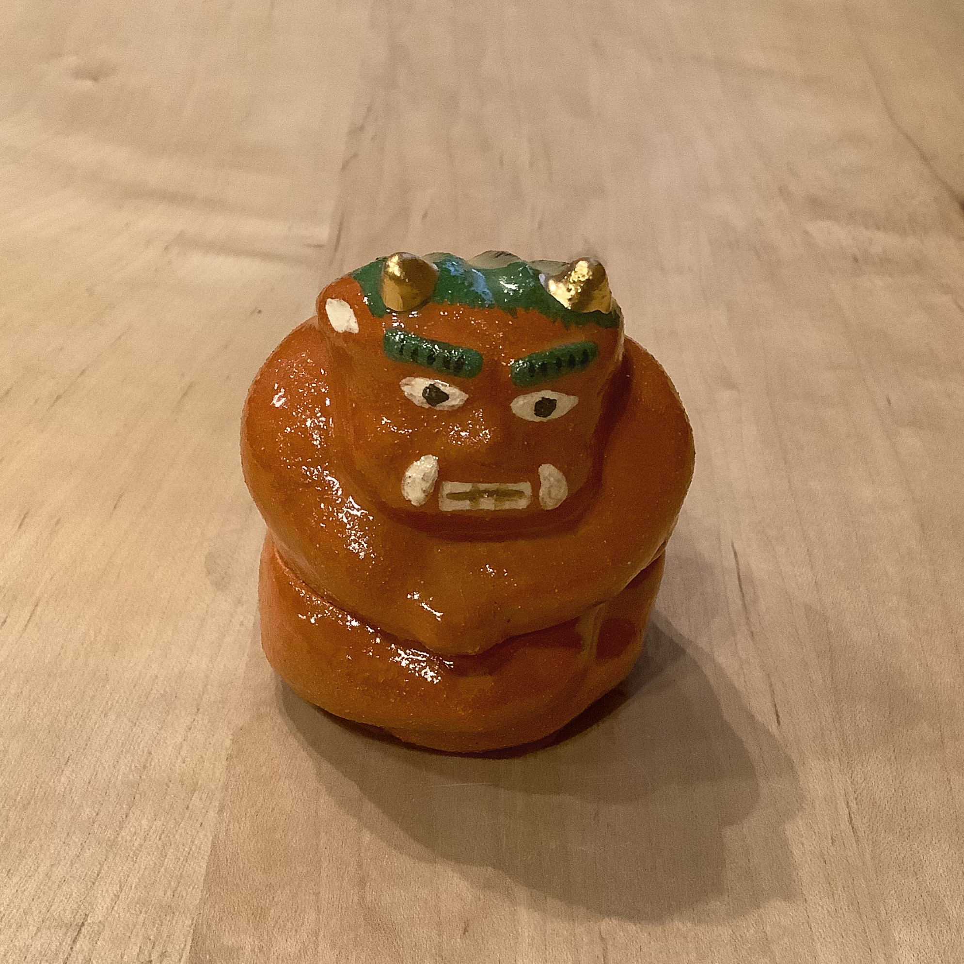 節分 〚赤鬼〛香合　楽入窯製　手描き　茶道具　縁起物