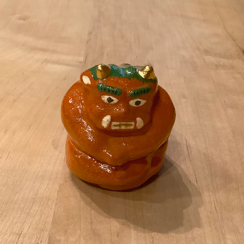新品　香合　鬼面　茶道具　節分 節分 〚赤鬼〛香合 楽入窯製 手描き 茶道具 縁起物 その他置物