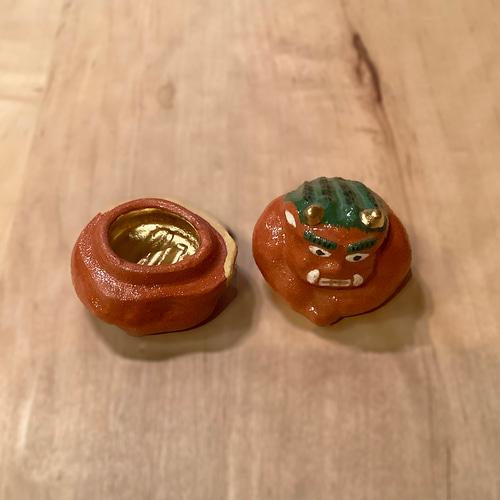 新品　香合　鬼面　茶道具　節分 茶器/茶道具 香合 節分】 赤鬼 吉村楽入作 （炉用香合・鬼