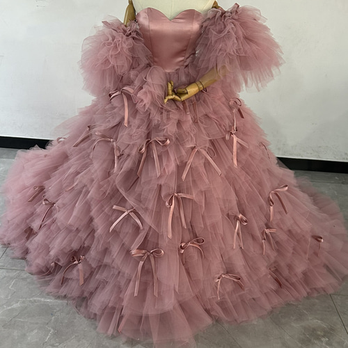 【最終値下げ】韓国ドレス_チュールカラードレス_ピンク カラードレス - ブライダルプラザ衣舞｜帯広、釧路の結婚・振袖・袴