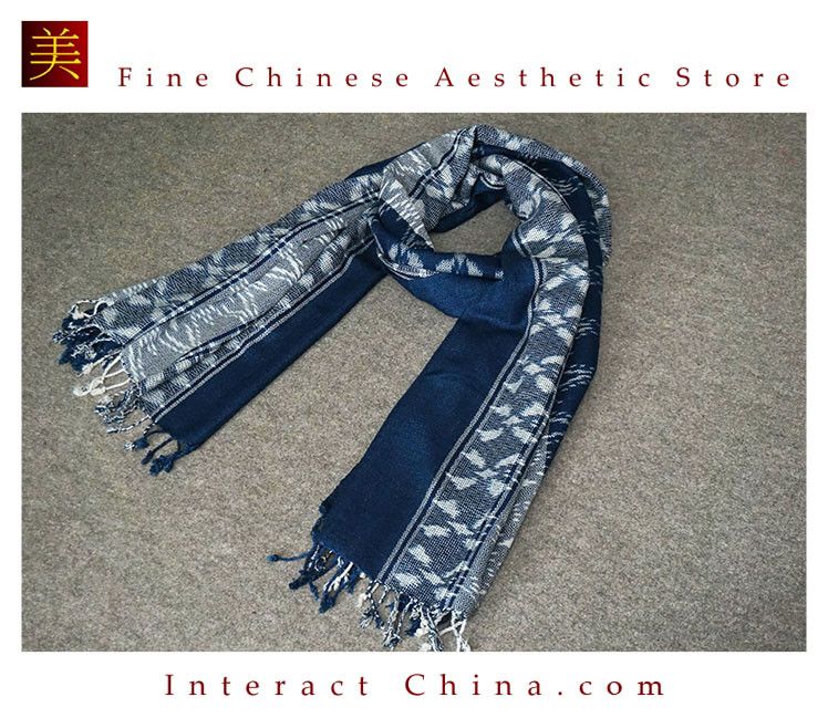 とても柔らかい素材でリバーシブル、タイの手作り絣織物（イカット）、女性用の綿スカーフ、フェアトレード商品#106