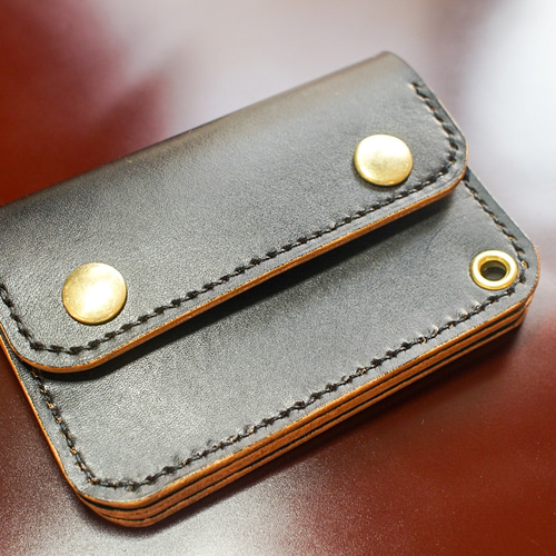 姫路レザー トラッカーウォレット手染め 本革 手縫い 国産本革