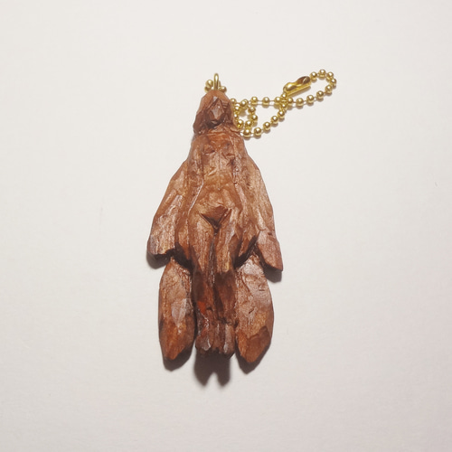 木彫刻 アート 『 妖精のミイラ 』 キーホルダー 芸術 アート