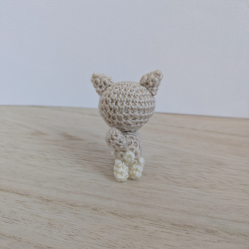 あみぐるみ いぬ 犬 チワワ ベージュ×口白 リク1 キーホルダー