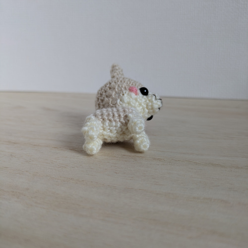 あみぐるみ　いぬ　犬　チワワ　ぴ茶×白口　キーホルダー　ハンドメイド　リク あみぐるみ いぬ 犬 チワワ ぴ茶×白口 3 キーホルダー ハンドメイド