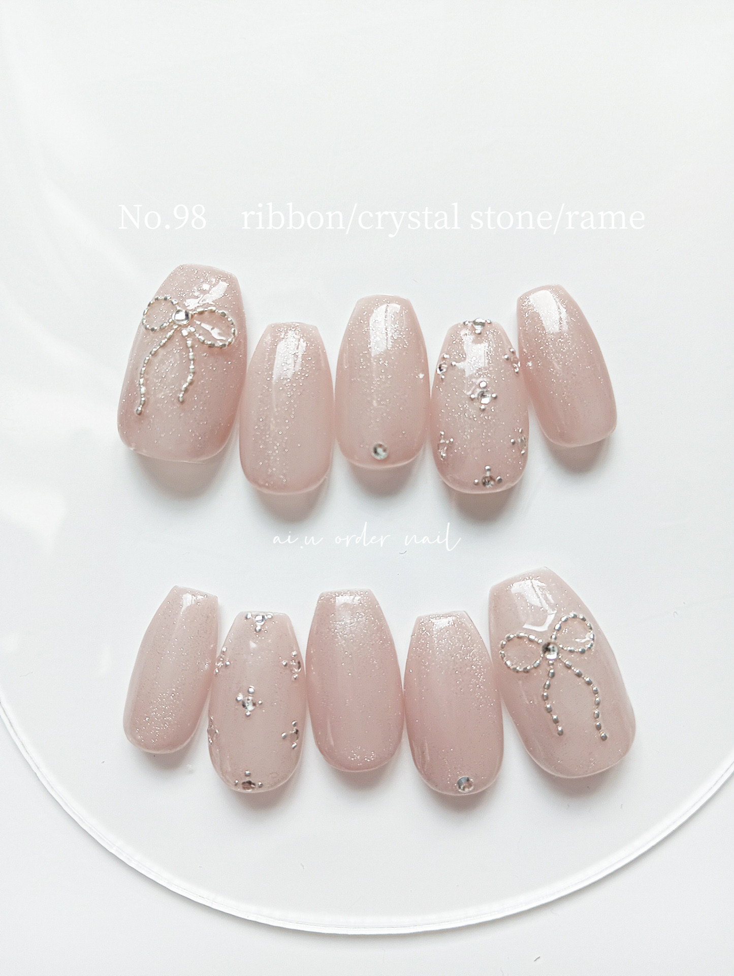 レース ウエディング ガーリー 韓国 フレンチ ネイルチップ 結婚式 オーダー