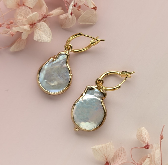 コインバロックパールの10Kピアス K10 淡水バロックパール ピアス 通販 - ディノス