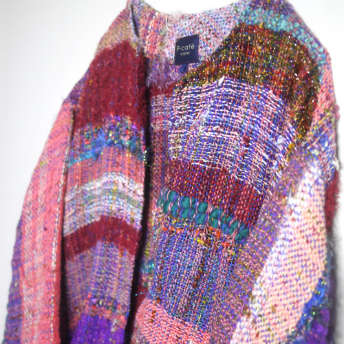 鮮やかな手織りのノーカラージャケット さをり織り ジャケット Tailor