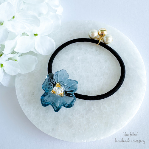 一点物】ラリマー の ヘアゴム⑥✩.*˚天然石×ヘアゴム