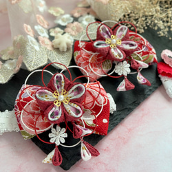 和風 ベビー ヘアバンド つまみ細工 100日祝い 百日祝い お食い初め ひな祭り 753 七五三 和 ベビー袴 髪飾り 1枚目の画像