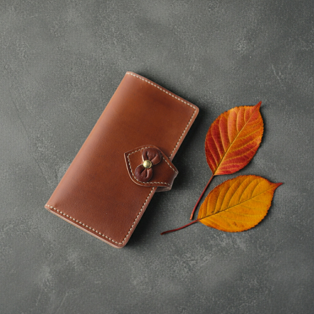 本革iPhone手帳型スマホケース＜茶＞可愛いホック留めタイプのスマホケース iPhone17シリーズ対応