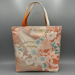 着物 帯 帯締め ハンドメイド トートバッグ リメイク 金 桜