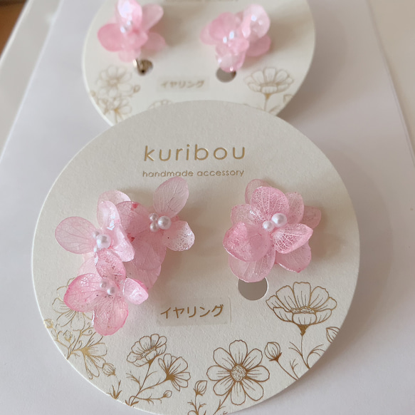 【creema限定】紫陽花のピアス【ピンク】紫陽花の花たっぷり① 再販92 5枚目の画像