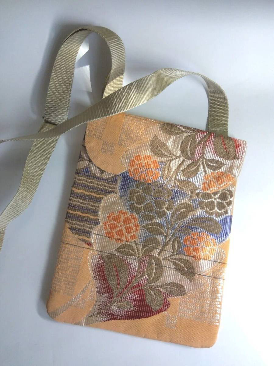 アンティーク帯 ポシェット バッグ 携帯　薄柿 1点物 5,372円