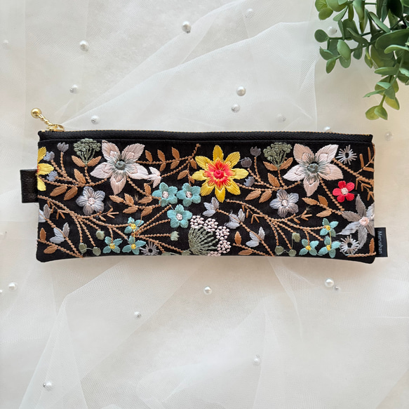 インド刺繍リボン】ハンドメイド ペンケース ポーチ ペンケース