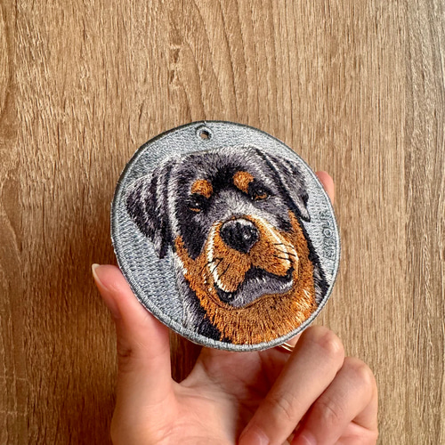 キーホルダー 刺繍 ロットワイラー ロッティー いぬ キーチェーン