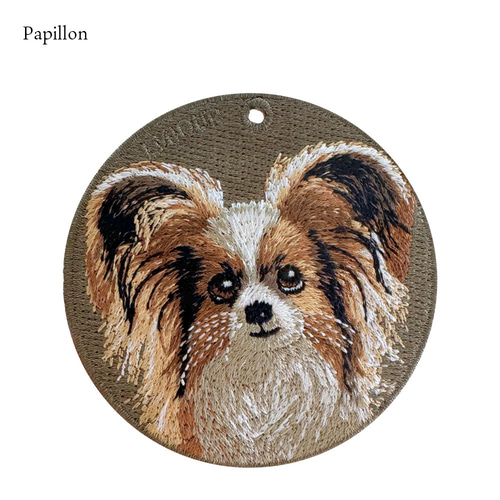 キーホルダー 刺繍 パピヨン スパニエル いぬ キーチェーン プレゼント