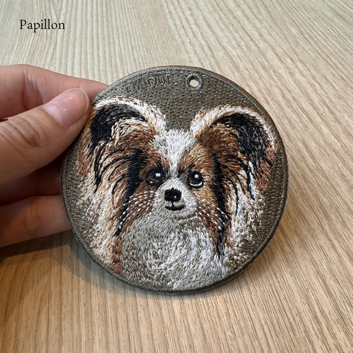 キーホルダー 刺繍 パピヨン スパニエル いぬ キーチェーン プレゼント