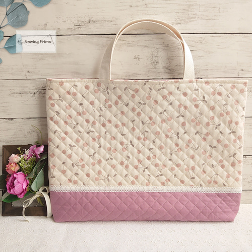 さくらんぼ入園入学5点セット/レッスンバッグ/手提げバッグ/お稽古