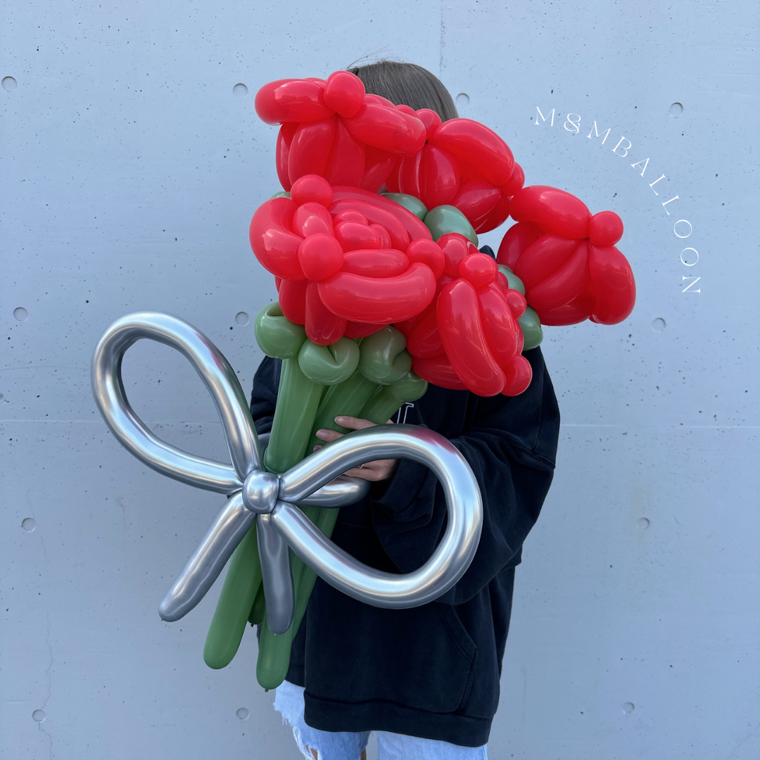 バルーンブーケ【ローズ】5本 バルーンギフト バルーン花束 成人式 成人祝い