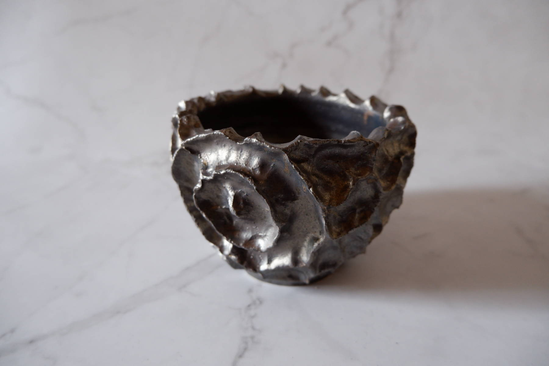 4号燻し金彩鉢831　塊根植物　多肉植物　盆栽　植木鉢　作家鉢　沖縄