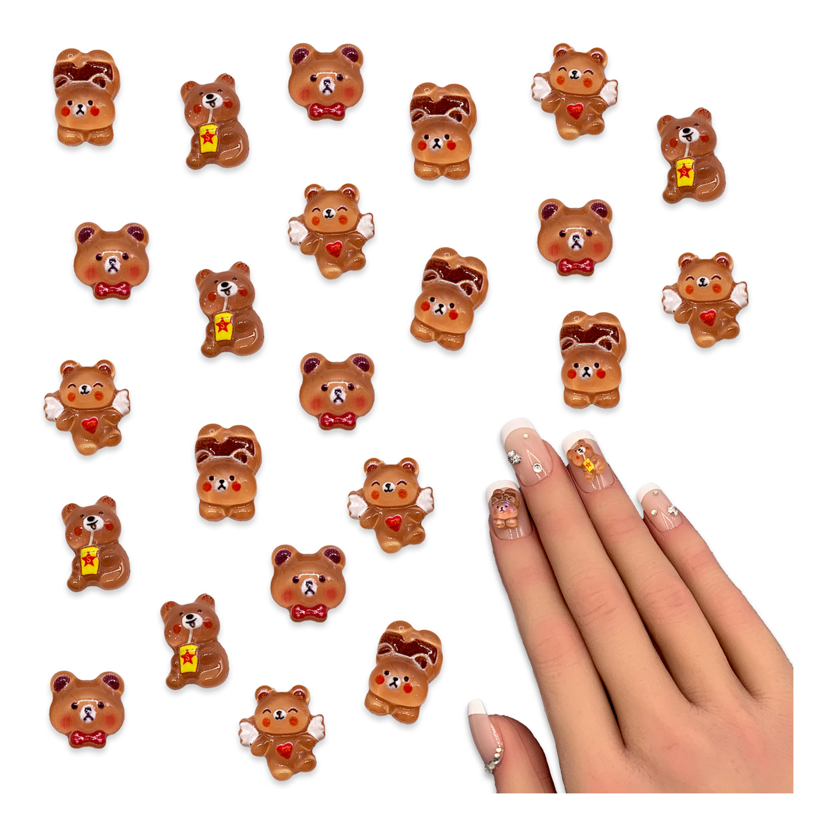 ネイルパーツ クマ 動物 ミックス 9ー11mm ブラウン 100個 熊 くま