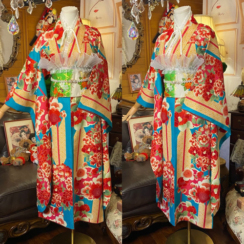 着物リメイク　振袖　ロングワンピース f9659bf9df139c859ffe207e631cff