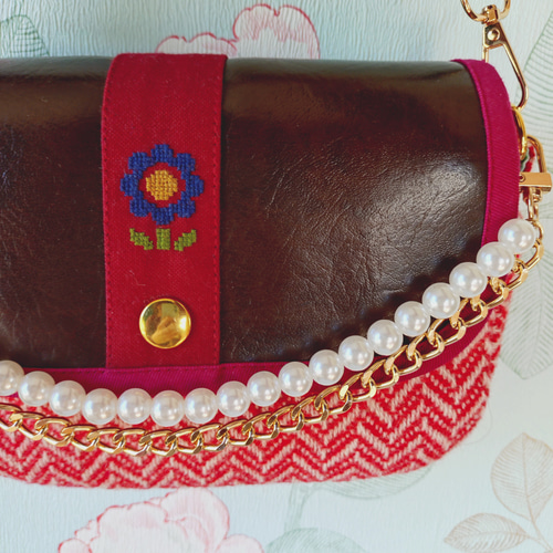 ♡ハンドメイド♡昭和レトロ&30's♡パッチワークBAG、ショルダーベルト付き ♡ハンドメイド♡昭和レトロ&30's♡パッチワークBAG、ショルダー