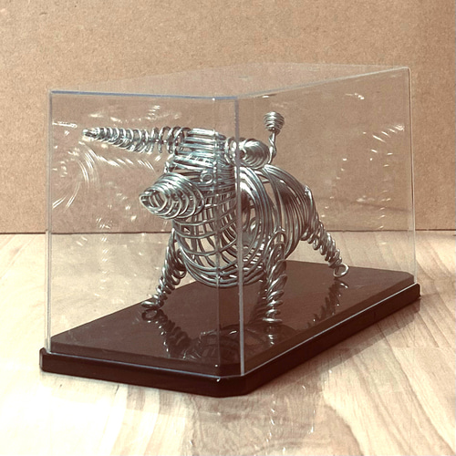 うし ワイヤー アート クラフト 針金一本 保護ケース付き 立体