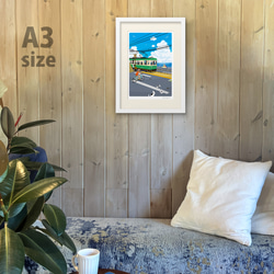 ジークレー アートフレーム(A4、A3) 　『湘南ランドスケープ　16：踏み切り、鎌倉高校前』 5枚目の画像