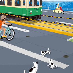 ジークレー アートフレーム(A4、A3) 　『湘南ランドスケープ　16：踏み切り、鎌倉高校前』 8枚目の画像