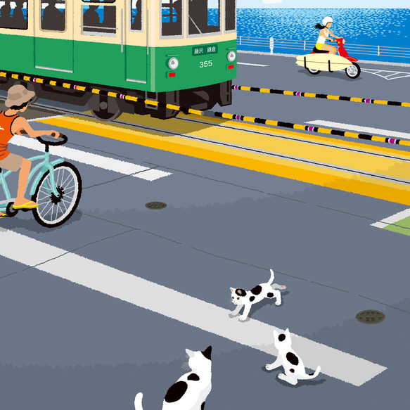 ジークレー アートフレーム(A4、A3) 　『湘南ランドスケープ　16：踏み切り、鎌倉高校前』 8枚目の画像