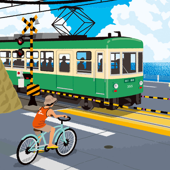 ジークレー アートフレーム(A4、A3) 　『湘南ランドスケープ　16：踏み切り、鎌倉高校前』 7枚目の画像