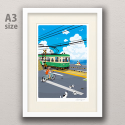 ジークレー アートフレーム(A4、A3) 　『湘南ランドスケープ　16：踏み切り、鎌倉高校前』 4枚目の画像