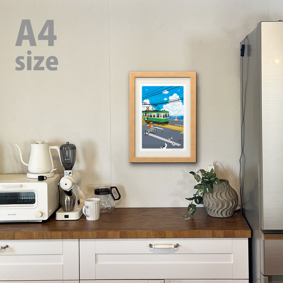 ジークレー アートフレーム(A4、A3) 　『湘南ランドスケープ　16：踏み切り、鎌倉高校前』 3枚目の画像